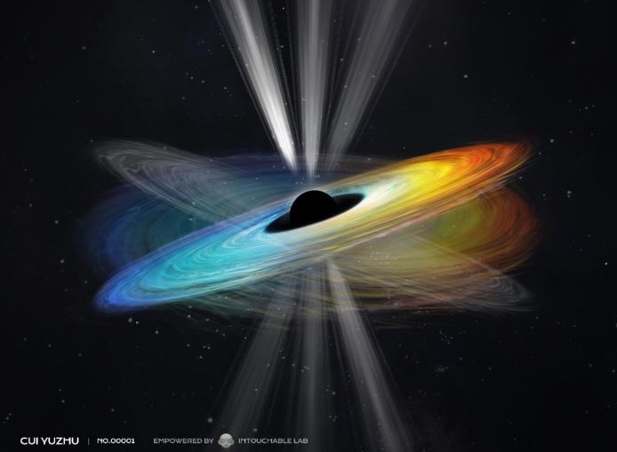 O desalinhamento entre o eixo de rotação do buraco negro e o eixo de rotação do disco desencadeia a precessão do disco e do jato