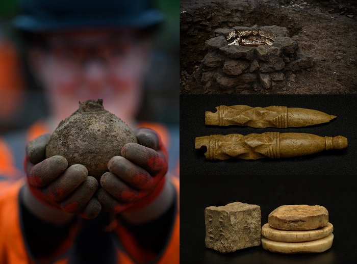 Artefatos encontrados em ruínas de cidade romana