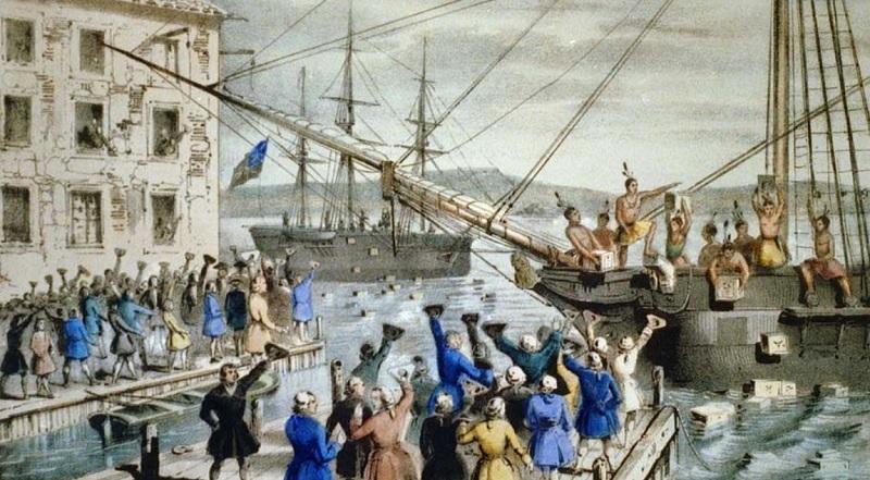 Colonos dos EUA protestam contra impostos ingleses na Festa do Chá de Boston-0